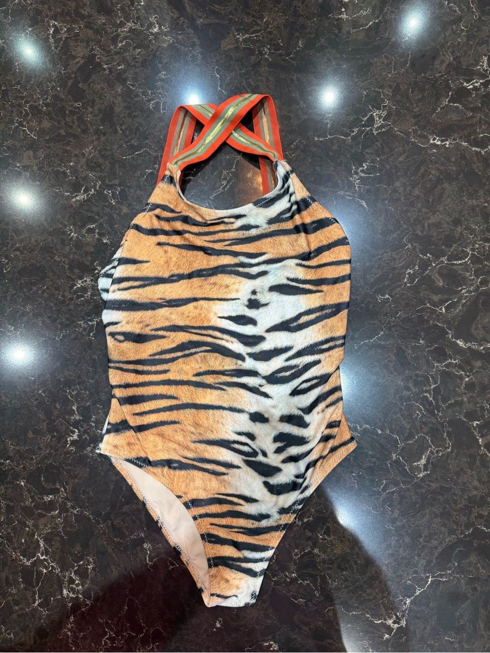 Molo Girl’s Tiger Print Swimsuit. - Picture 2 of 6